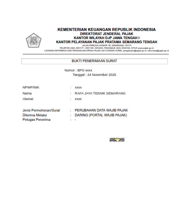 Bukti Penerimaan Surat DJP